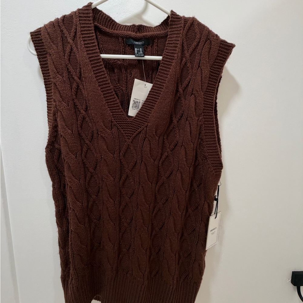 Forever 21 Chocolate V-Neck Sweater Vest